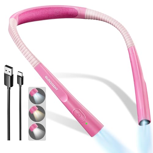 Glocusent Upgraded LED Neck Reading Light, Book Light for Reading in Bed - color: Light Pink, size: Slim-Medium