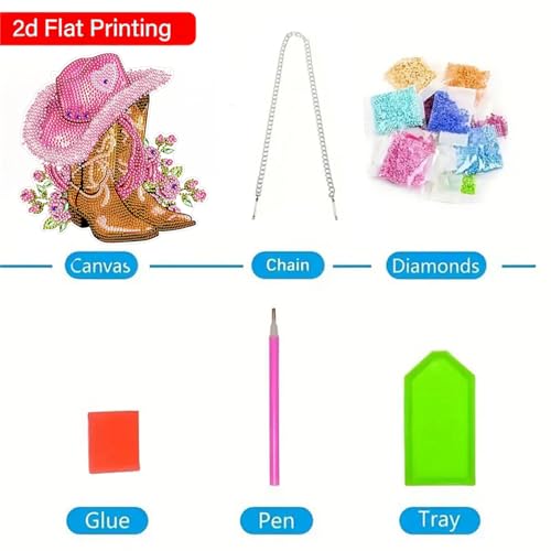 ZeeLionArt Hanging Diamonds Art kit for Adult,Pink Boots Pendant Diamonds Painting Art Kit,7.6x7.6inch Acrylic Diamonds Painting Board Kit Ornament, Special Crystal Diamond Hanging Ornament - color: DP02628