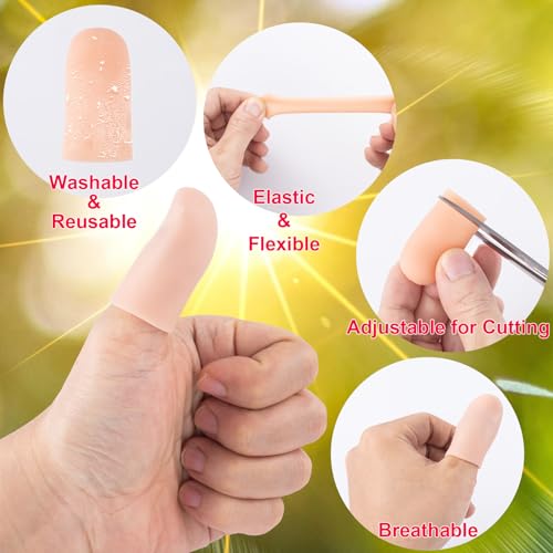 Joez Wonderful 10pcs Gel Finger Cots, Silicone Finger Covers, Thumb Protector Finger Support Protector Caps Gloves - color: [10pcs] Small, Skin Colour