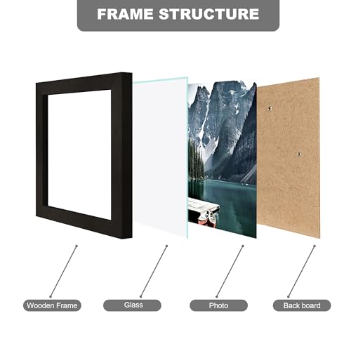 Hongkee 3.5x5 Picture Frame Set of 3 - Made of Real Glass and Black Wooden Frame, 3.5 by 5 small Photo for Wall or Tabletop Display - color: Black, size: 3.5x5 in
