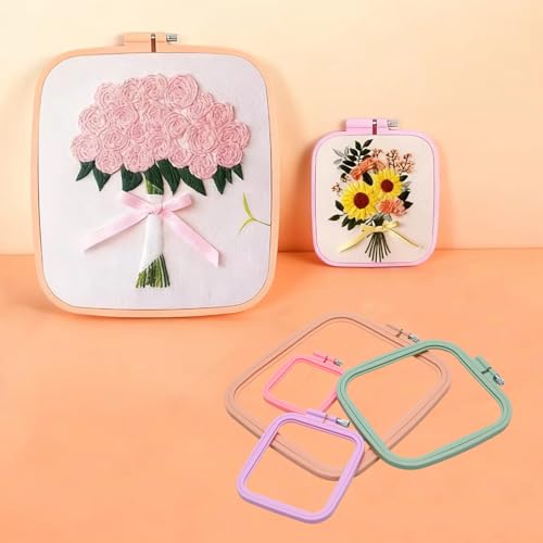 WINDAWNKE 3 Pack Square Embroidery Hoops 3 Sizes, 3", 4.3", 6.5"