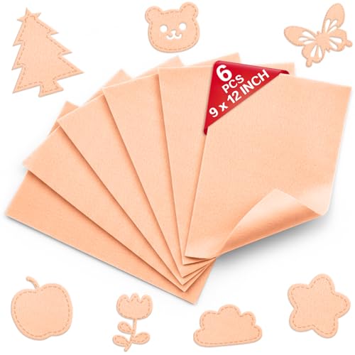 Cream Blush Soft Felt Sheets for Crafts, 9" x 12", 1.6mm Thick, 6 Pcs - color: Cream Blush