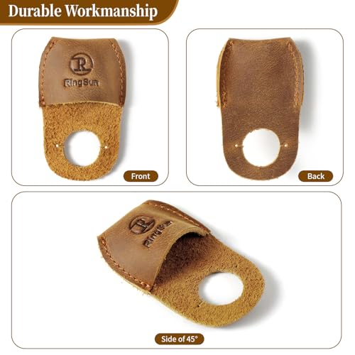 RingSun Thumb Guard Wood Carving Tools, Leather Finger Protector, Handmade Carpenter Working Carving Kit Accessories - color: Bourbon Brown