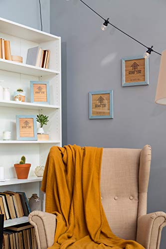 Rustic Wooden Square Picture Frames 8x8 - Set of 2-100% Natural Eco Distressed Wood with Real Glass for Wall Mounting and Tabletop Photo Frame - Blue Turquoise - color: Blue Turquoise