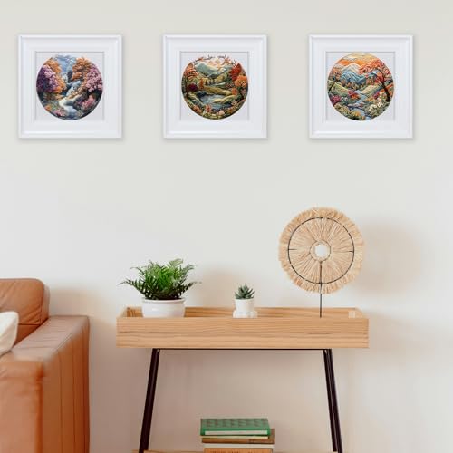 FONNUY Embroidery Kit for Beginners, Boho Nature Landscape Pre-Stamped Pattern Kits for Adults with Hoop, Easy to Follow Color Thread Needlework, 8'' Hoop (Late Spring) - color: Late Spring