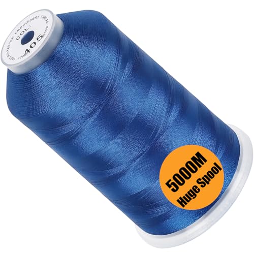 New brothread 5000M Huge Spool Embroidery Machine Thread - Blue - color: Blue-405