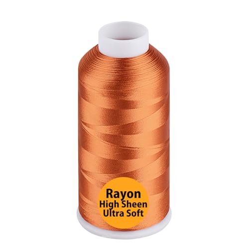 Simthread Rayon Embroidery Thread 5500 Yards, 40wt 100% Rayon Viscose for Commercial and Domestic Machines - Pumpkin 1078 - color: Pumpkin1078