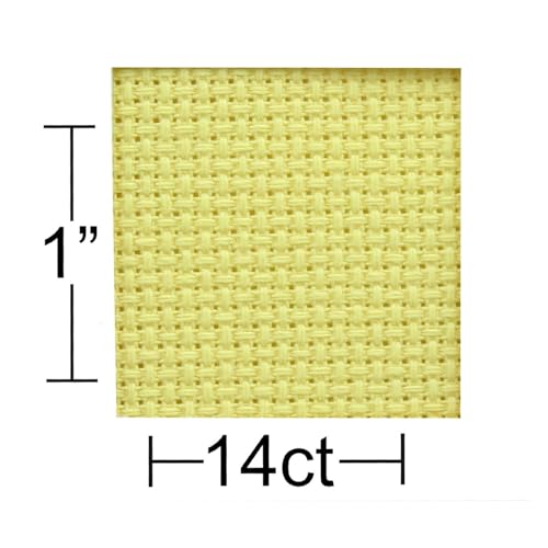 Essentials By Leisure Arts Aida Cloth, 14 Count, Yellow, Cross Stitch Fabric, Embroidery Fabric, Cross Stitch Supplies for Crafting, Stitching, and Sewing Projects 15X18