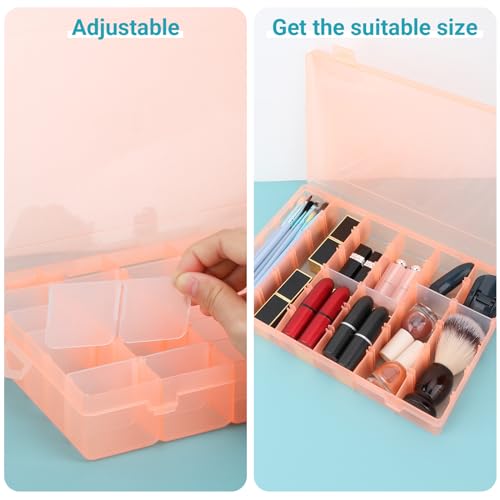 Nail Art Organizer Box, Cosics 36-Grid Orange Empty False Nail Tip Storage Box Organizing Containers for Nail Crystals, Rhinestones Nail Accessories with Adjustable Plastic Dividers - color: Orange, size: 36 Grids-1 Pack