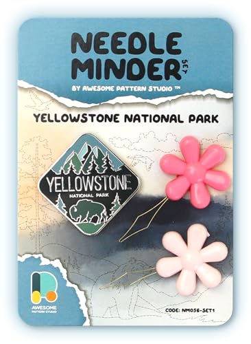 Awesome Pattern Studio Needle Minder Set - Yellowstone Magnetic Needle Minder + 2 Needle Threaders. Enamel Pin for Cross Stitch, Embroidery and Craft - size: Yellowstone Classic Design - SET #1