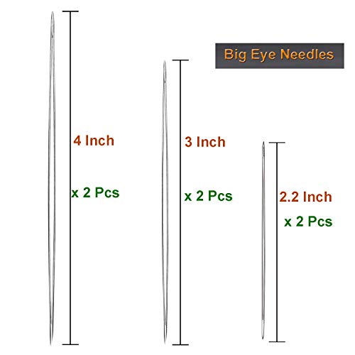 Y-Axis 26 Pcs Assorted Beading Needles Including 6 Pcs Big Eye Beading Needles + 20 Pcs Long Straight Beading Thread Needles with Needle Bottle - style: Silvery needle eyes-26Pcs