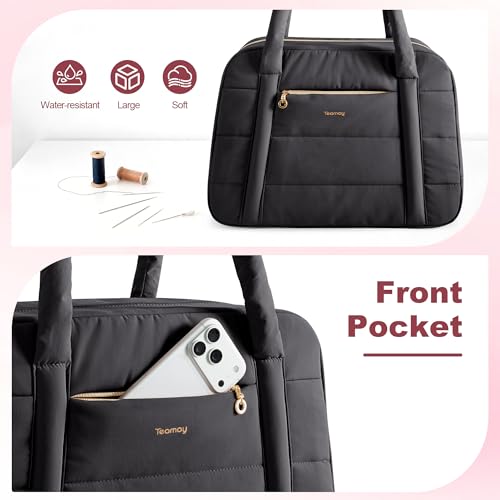 Teamoy Puffer Sewing Machine Carrying Case, Black - color: Black