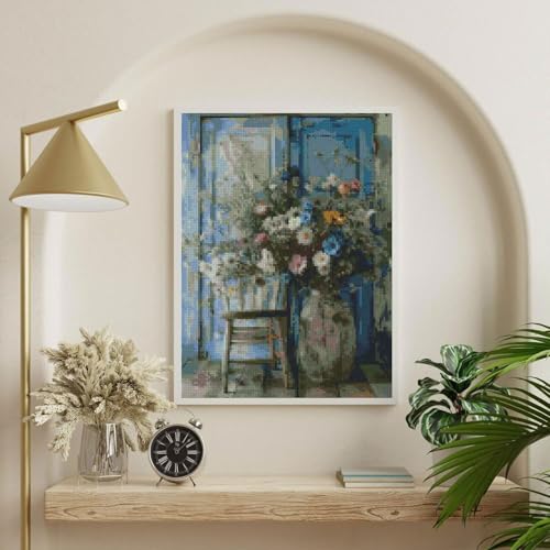 Vintage Country and Flowers Cross Stitch Kits for Adults,11CT Stamped Cross Stitch Kits for Beginner,DIY Needlepoint Embroidery Patterns Kits Embroidery Patterns for Home Wall Decor 15.7x11.8 inches - color: T005