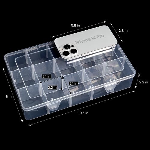 Gospire 2PCS 15 Large Grids Clear Plastic Box Organizer Storage Container - color: Clear-15 Grids*2
