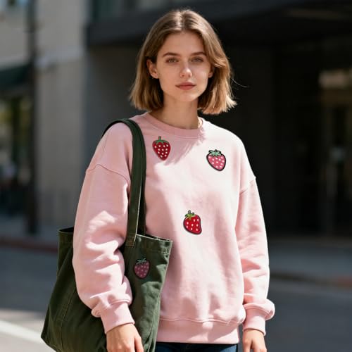 Strawberry Iron on Patches, Strawberry Embroidered Appliques Sew on Patches for Clothing, Hats, Backpacks, Jackets, and Bag 12Pcs - color: Strawberry Patches 12Pcs