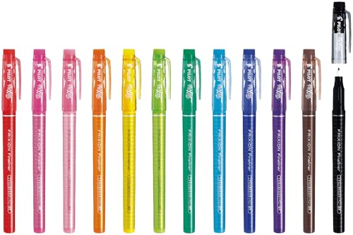 Pilot Frixion Fineliner Erasable Marker Pens, Fine Point, Assorted 12 Colors Set (Sffl-144F-12C)