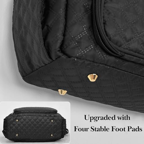 Crochet Bag Yarn Storage, Large Knitting Tote with Padded Crochet Hook Organizer, Tote with Multiple Compartments for Crochet Lovers, Knitting Accessories - color: Black01