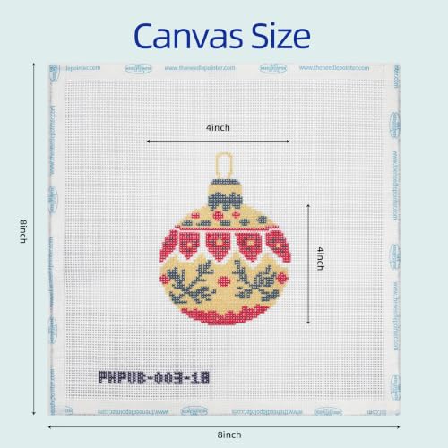 Howie's Needlepoint Festival Bauble Needlepoint Kits for Adults & Beginners, 18 Mesh Printed Needlepoint Canvas, Stamped Patterns Canvas Starter Kits(Golden Meadow Bauble,4"x 4") - color: Golden Meadow Bauble