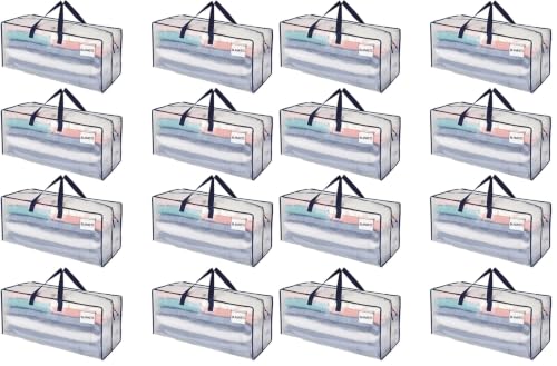 VENO 16 Pack Heavy Duty Moving Bags with Backpack Straps, Zippers & Handles, Extra Large Packing Bags for College Dorm Essentials, Moving Supplies Alternative to Cardboard Moving Boxes - color: Clear, size: 16 Pack