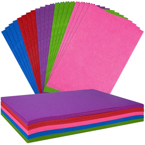 NEBURORA 20 Pcs 2mm Thick Stiff Felt Sheets for Crafts Sewing(Dark Colors) - color: Red,hot Pink,purple,green,royal Blue