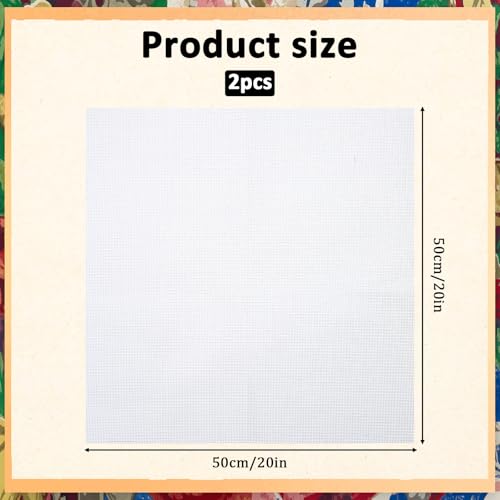2 Pcs White Needlepoint Canvas 14 Mesh Needlepoint Canvas 20 x 20" White Blank Polyester Cotton Canva Embroidery Blank Whites Cloth Needlepoints Fabric for Embroidery Cross Stitch Knit Crochet Project