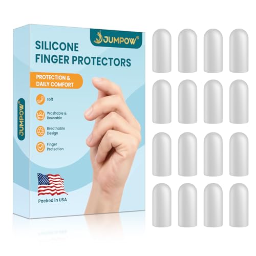 JUMPOW Gel Finger Cots Protectors,Finger Covers Caps Sleeves(M,16PCS)