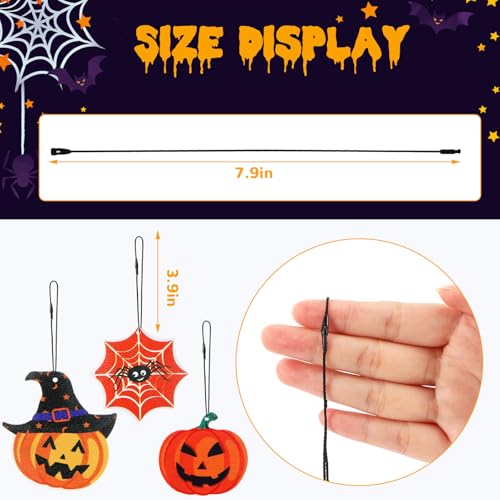 FEBSNOW 500Pcs Halloween Ornament Hangers, Black Hanging String with Snap - color: Black