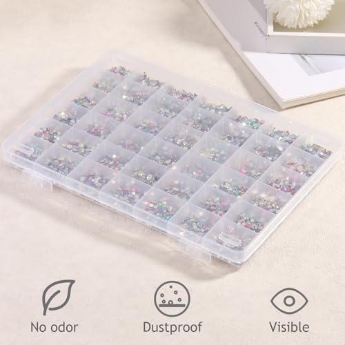 42 Grids Clear Plastic Beads Gems Organizer Box With Dividers