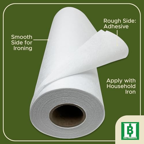 HBI Lightweight Fusible Interfacing, White Non Woven Iron-On, 20 in x 25 yd - size: 20” x 25 yd Light Weight
