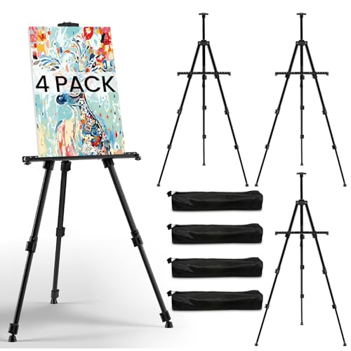 RRFTOK 4 Pack 17-66 Inch Art Easel Stand for Painting and Sign, Black - style: 66B 4-Pack