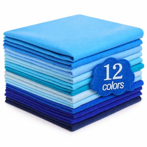 WILLBOND 12 Pcs Large Felt Sheets 37 x 20 Inch 1.2 mm Blue Series - color: Blue Series, size: 37 x 20 Inch