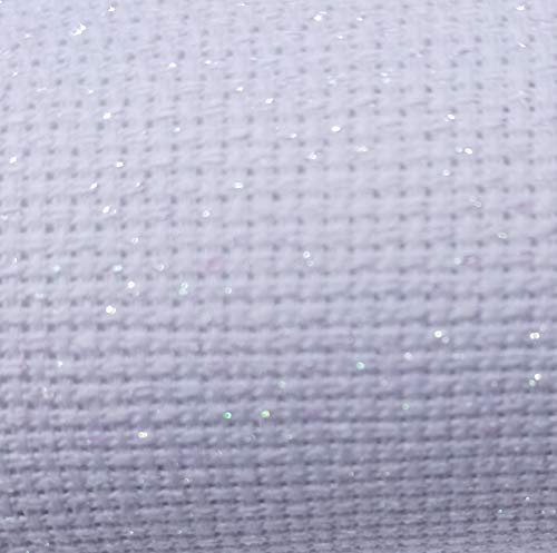 59" x 1 Yard 14ct Counted Cotton Aida Cloth Cross Stitch Fabric (White Opal) - color: White Opal