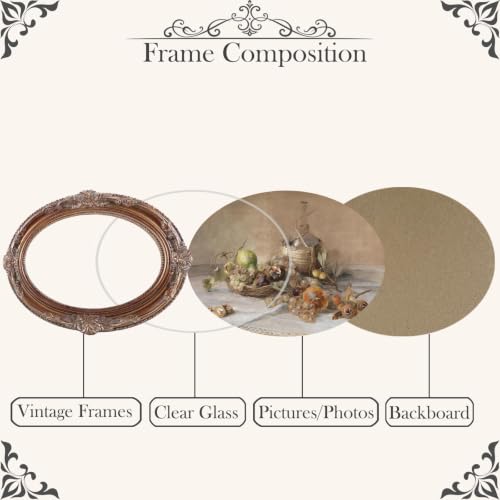 Vintage Picture Frames 4x6 Ornate Bronze Antique Pictue Frames with Real Glass Cover for Wall & Tabletop Display Victorian Home Decor Gallery Wall Decor,Oval - color: Bronze, size: 6X4
