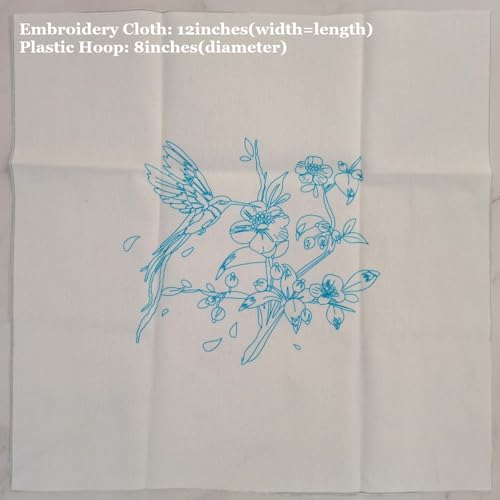 Esffaci Embroidery Starter Kit for Adult Beginner with Hummingbird‌ Flowers Pattern Hand Embroidery Set with Embroidery Cloth Hoop Needle Threader Embroidery Floss and Instruction - color: Hummingbird
