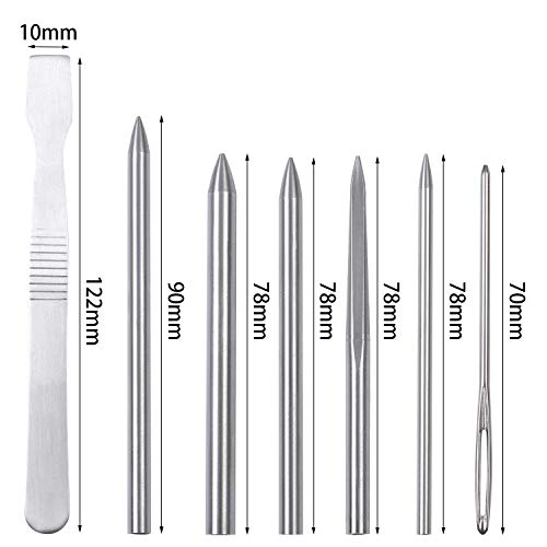 Ruisita 7 Pack Stainless Steel Paracord FID Set Paracord Lacing Stitching Needles and Smoothing Tool with Clear Storage Box for Laces Strings Leather Weaving and Paracord Bracelet