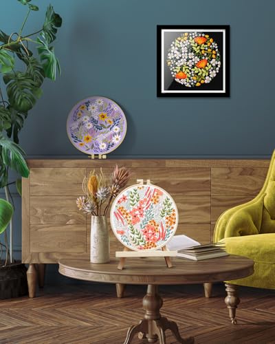 TINDTOP Embroidery Kit for Adult, 3 Pack Embroidery DIY Starter Kit, with Stamped Patterns, Hoop, Tools, Colorful Threads with Needles, Instructions (Bouquet) - color: Bouquet