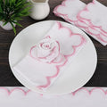 NATURALCRAFT Scalloped Cloth Napkins 18x18 in - White Edges Blush Pink - color: Sl-white Napkin - Blush Pink Edges, size: 18" x 18" (Set of 4)