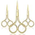 Mudder 3 Pack Small Eyebrow Nose Scissor Stainless Steel Scissor, Gold - color: Gold