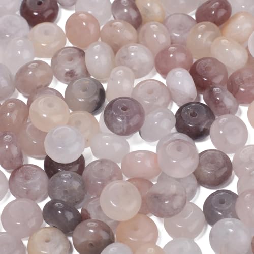5x8mm 100Pcs Natural Pink Aventurine Rondelle Beads for Jewelry Making Loose Spacer Abacus Disk Beads Gemstone for Bracelets Necklace DIY Crafts - color: Pink Aventurine