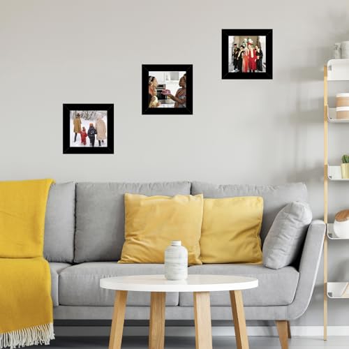 JCJMY 4x4 Picture Frame Black for Wall Hanging or Tabletop, Wall Mounting Horizontally or Vertically, 4 x 4 Wall Gallery Poster Photo Frame with Shatter Resistant Plexiglass, Black - color: Black, size: 4x4 inch