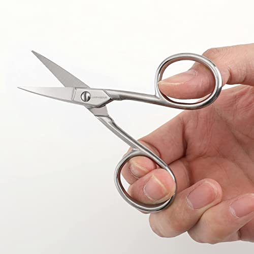 JARVISTAR Small Embroidery Curved Scissors, 4” Forged Stainless Steel Detail Craft Cutter, Sharp Pointed Tip for Fabric Sewing, Needlework, Yarn and DIY Crafts