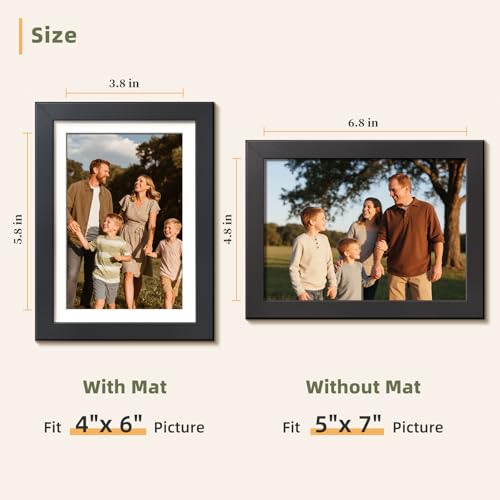 HappyHapi 5x7 Picture Frames Set of 10, Wall or Tabletop Display, Black - color: Black, size: 5x7 inch