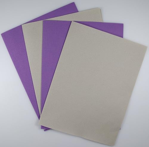 KCS 4/6 pc of 12" x 18"(30cmx45cm) 18CT Counted Cotton Aida Cloth Cross Stitch Fabric (4 pc,Pearl Grey+Lavender) - color: Pearl Grey+lavender, size: 4 pc