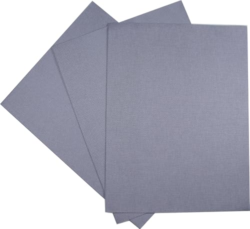 KCS 3 pc of 12" x 18"(30cmx45cm) Counted Cotton Aida Cloth Cross Stitch Fabric (Light Steel Grey,18CT) - color: Light Steel Grey, size: 18CT