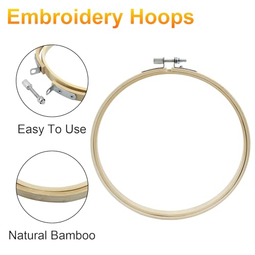 Biaungdo 6 Pieces 7 Inch Round Wood Embroidery Hoops - style: 7 inch