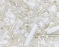 Mixed Craft Beads 1000Pcs/20g Glass Seed Beads Tube Beads Bugle Beads 1.5-4.5mm Small Loose Spacer Beads for DIY Bracelets Necklace Earring Jewelry Making (Silver White) - color: Silver White