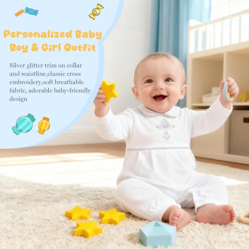 Booulfi Boy Baptism Outfits White Romper Fall Clothes Christening Gifts - color: White-5157, size: 12-18 Months