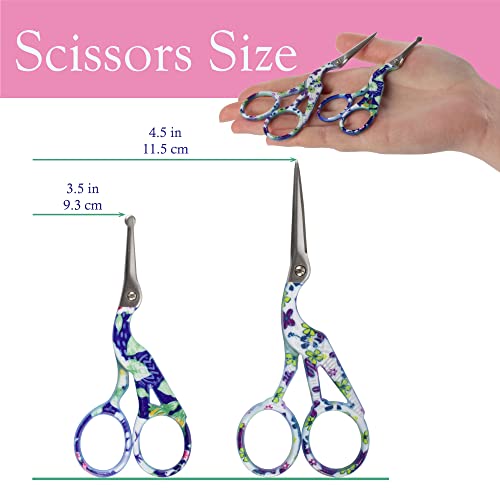Stork Bird Rounded Safety Tip Embroidery Craft Stainless Steel Crane Scissors - Assortment D - 2 Pairs - color: Assortment D, size: 2 Pairs