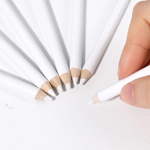 7PCS Fabric Pencils for Sewing, White Fabric Marking Pencils Sewing Marker Tailors Chalk for Fabrics Wipe Quilting Fabrics Pencil for Dressmakers Sewings DIY Crafts (8.5 cm)