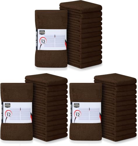Utopia Towels Kitchen Bar Mops, Pack of 36, 16 by 19 Inches, 100% Cotton Super Absorbent Brown Towels, Multi-Purpose Cleaning Towels for Home and Kitchen Bars - color: Brown, size: 36 Pack